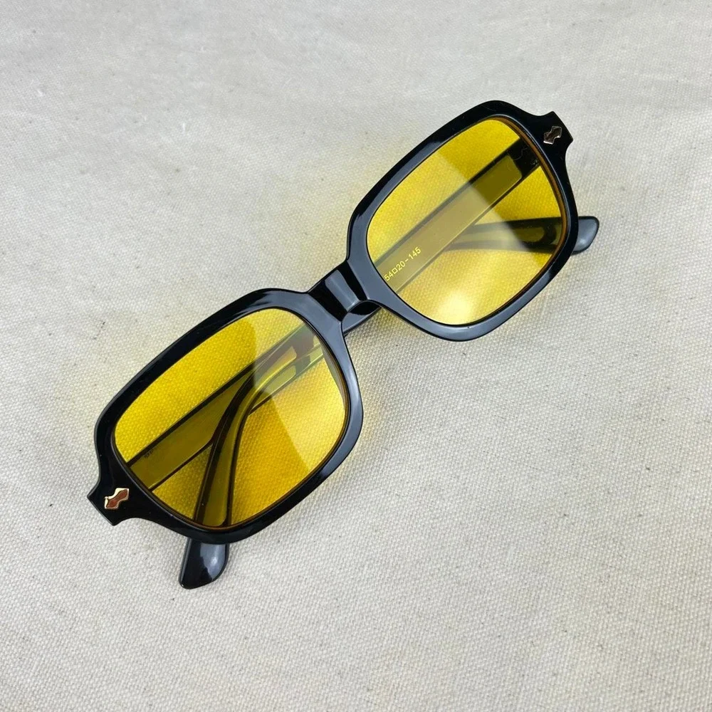 Vintage unique retro style black rounded square sunglasses grunge techno